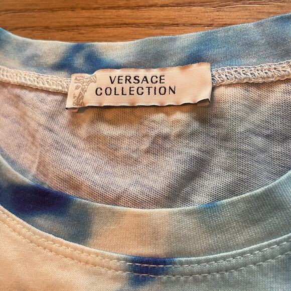 Versace Collection T-Shirt Rhinestone Blue Wave 42 UK 10 US 6 S Runway Baroque - Picture 5 of 9